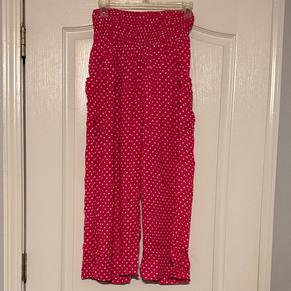 Chic Pink Polka Dot Wide Leg Pants